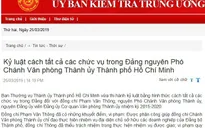 Cách tất cả các chức vụ trong Đảng đối với nguyên Phó Chánh Văn phòng Thành ủy TP.HCM