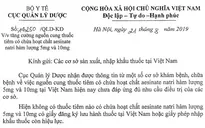 Tăng cường nguồn cung thuốc tiêm có chứa hoạt chất aesinate natri 5 và 10mg