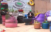 Tái chế lốp xe cũ thành nghệ thuật tại Yemen