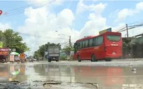 Quốc lộ 54 qua tỉnh Vĩnh Long luôn lênh láng nước dù trời không mưa