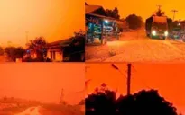 Bầu trời Indonesia chuyển đỏ do khói cháy rừng