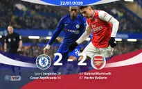 Vòng 24 Ngoại hạng Anh: Chelsea và Arsenal hòa kịch tính trong trận derby London