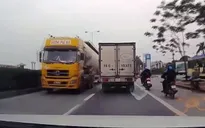 Xe bồn ngang nhiên chạy ngược chiều trên QL5