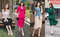 Ngắm các nữ BTV, MC diện váy dài xếp ly "bất chấp" mọi thời tiết