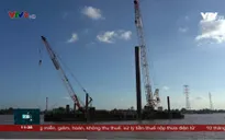 Thi công cọc đầu tiên của trụ tháp cầu Mỹ Thuận 2