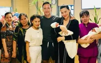 Hồ Ngọc Hà hạnh phúc bế cặp sinh đôi xuất viện