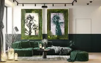 Nội thất trang trí màu xanh lá cây tươi mới