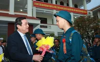 Young Vietnamese people sent off for military services
