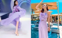 Diện sắc tím, Phương Oanh đẹp từ sàn catwalk đến đời thường