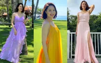 Học lỏm bí quyết diện váy dài thướt tha như Hồng Diễm