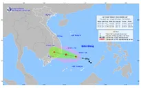 Áp thấp nhiệt đới cách bờ biển Khánh Hòa – Ninh Thuận khoảng 140 km, sức gió giật cấp 10