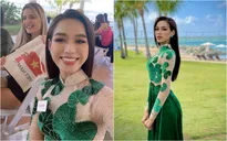 Đỗ Thị Hà diện áo dài "Rau má", tặng quà cho các thí sinh Miss World 2021