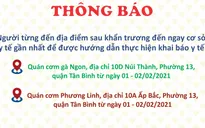 TP Hồ Chí Minh tìm người từng đến 2 quán cơm tại quận Tân Bình