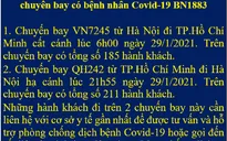 Thông báo khẩn tìm người trên 2 chuyến bay có ca bệnh COVID-19