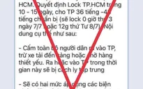 Bác bỏ tin lan truyền "lock TP Hồ Chí Minh trong 10-15 ngày"