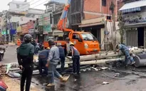 Đào hố thi công công trình làm gãy đổ trụ điện cao hơn 5m