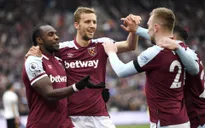 Thắng Everton, West Ham đẩy Man Utd khỏi nhóm dự cúp châu Âu