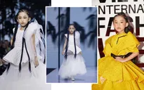 Mẫu nhí tự tin catwalk cùng sàn diễn với siêu mẫu Thanh Hằng và hoa hậu Khánh Vân