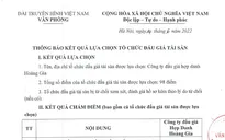 Văn phòng Đài THVN thông báo kết quả lựa chọn tổ chức đấu giá tài sản