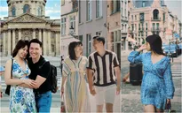 Mạnh Trường ngọt ngào bên vợ bầu trong loạt ảnh vi vu trời Tây