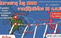 Bão Noru dự kiến đổ bộ một số tỉnh Đông bắc Thái Lan vào 29/9