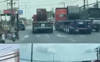 Khó xử lý xe chở cuộn tôn, thép chằng buộc không chắc chắn