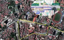 Rào đường Cát Linh thi công ga ngầm dự án metro Nhổn - Ga Hà Nội