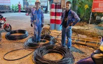 Bắt quả tang hai thanh niên trèo cột điện cắt trộm dây