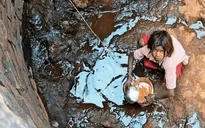 Khủng hoảng thiếu nước, người dân Ấn Độ phải trèo xuống giếng sâu lấy nước bẩn về dùng
