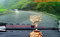 Đường trơn trượt, xe ô tô mất lái, xoay tròn ngay khúc cua