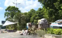 Ngổn ngang rác thải dọc tuyến đường đi bộ ven sông Tô Lịch