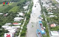 Sà lan, tàu bơm cát gây nguy cơ sạt lở bờ sông ở Long An