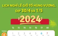 Lịch nghỉ lễ dịp Giỗ Tổ Hùng Vương và 30/4 - 1/5 năm 2024