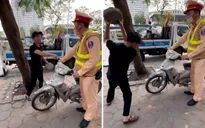 Bố say rượu đến chốt CSGT đập xe, bênh con vi phạm giao thông