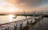 Hình ảnh thiết kế cầu Thượng Cát " Cánh chim hòa bình" bắc qua sông Hồng