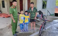 Hai cháu bé đi lạc 70 km được công an giúp đưa về nhà