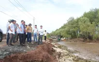 Phó Thủ tướng Trần Lưu Quang khảo sát sạt lở đê biển ở Bạc Liêu