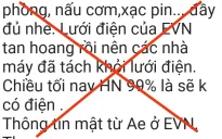 EVN bác bỏ thông tin "Hà Nội 99% sẽ không có điện"