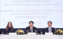 Chủ tịch nước Lương Cường gặp gỡ lãnh đạo doanh nghiệp tiêu biểu Chile