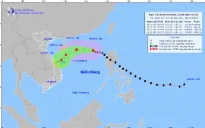 Bão số 9 giật cấp 14, di chuyển theo hướng Tây Tây Bắc