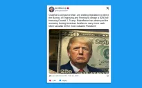 Đề xuất in hình Tổng thống Mỹ Donald Trump lên tờ tiền 250 USD