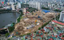 Cận cảnh công trường thi công dự án trên 'đất vàng' phố Giảng Võ (Hà Nội)