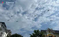 VIDEO: Biên đội Su30MK2, trực thăng bay tập luyện diễu binh trên bầu trời Hà Nội