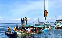 Sóng lớn đánh chìm tàu cá, 5 thuyền viên may mắn được cứu sống