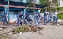 Hải quân ra quân dọn dẹp, khơi thông đường ven biển tại Đà Nẵng sau bão số 13