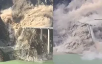 Sập cầu mới khánh thành tại Tứ Xuyên (Trung Quốc) do sạt lở núi