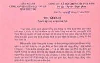 Liên ngành cơ quan tố tụng tỉnh Phú Thọ kêu gọi người bị truy nã sớm ra đầu thú