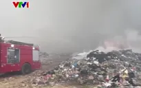 Cháy bãi rác, lửa lan vào rừng thông