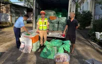 Bắt xe tải chở 1,7 tấn thực phẩm đông lạnh không rõ nguồn gốc trên Quốc lộ 18