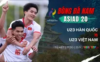 Tứ kết bóng đá nam ASIAD 20 | U23 Việt Nam vs U23 Hàn Quốc: 17h30 hôm nay (25/9) trực tiếp VTV6, VTVgo